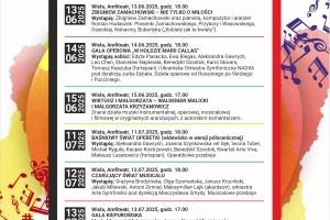 plakat zapraszający na wiślański festiwal opery i musicalu 2025
