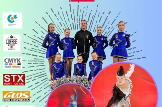 plakat zapraszający na IV międzynarodowy konkurs sportu mażoretkowego "O Złotą Cieszyniankę" w dniach 31 maj do 1 czerwca