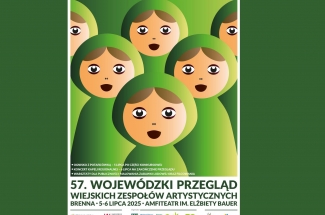 plakat zapraszający na 57 Wojewódzki Przegląd Zespołów Artystycznych w Brennej w dniach 5 i 6 lipca 2025 roku
