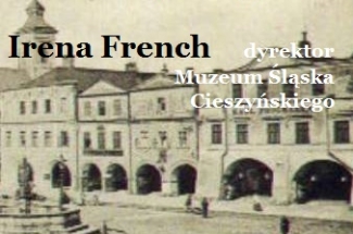 Grafika przedstawiająca starą widokówkę cieszyńskiego rynk. Wokół napisy ze szczegółową datą wydarzenia