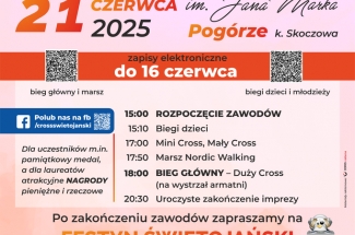 plakat zapraszający na Cross Świętojański - zawody biegowe